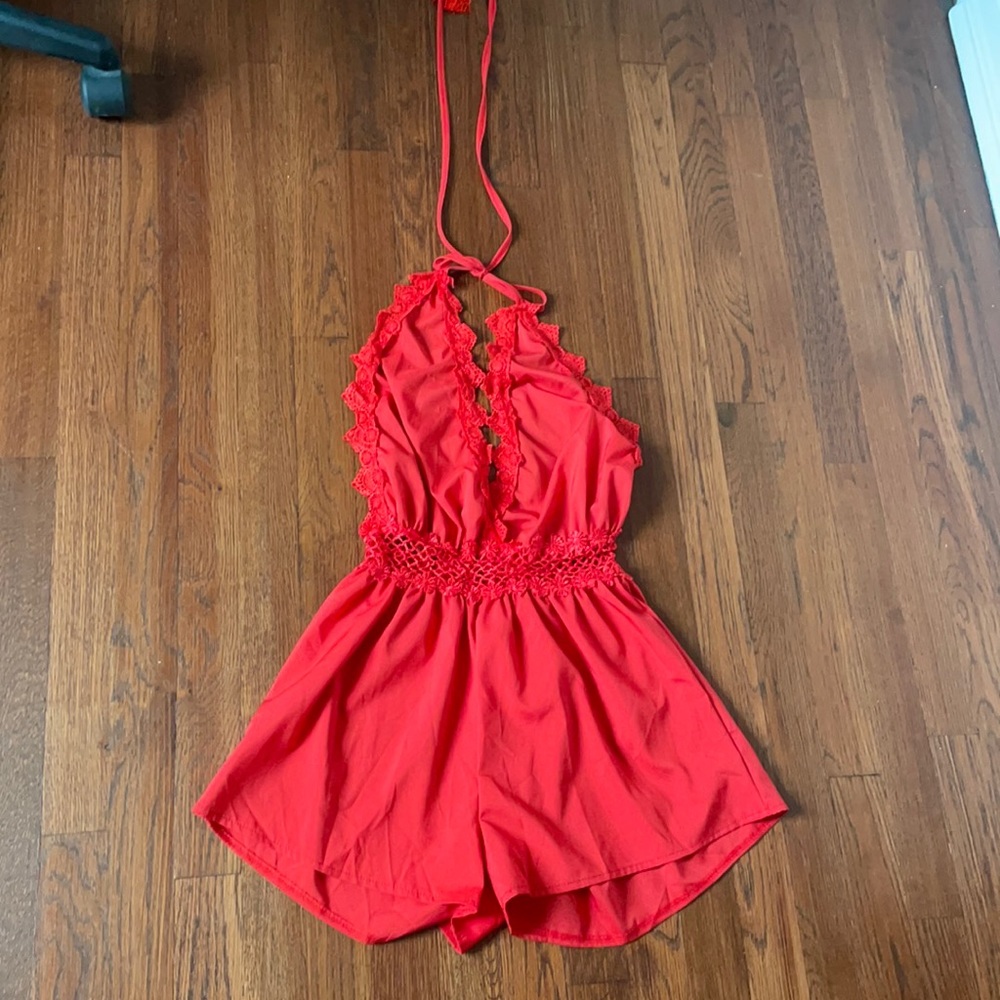 Red beach romper